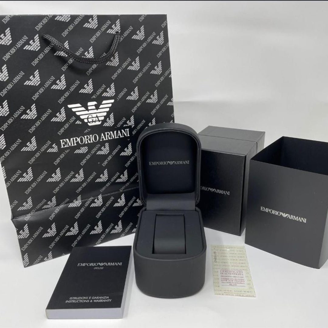 Armani Black Leather Automatic Watch - Image 3