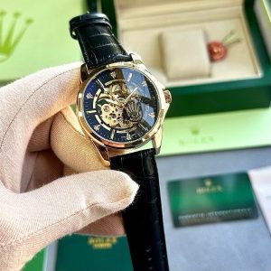ROLEX AUTOMATIC WATCH BLACK GOLD LEATHER BELT WITH OG BOX