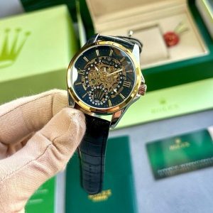 ROLEX AUTOMATIC WATCH BLACK GOLD LEATHER BELT WITH OG BOX