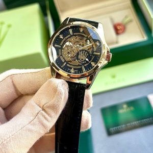 ROLEX AUTOMATIC WATCH BLACK GOLD LEATHER BELT WITH OG BOX