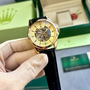 ROLEX AUTOMATIC WATCH BLACK GOLD LEATHER BELT WITH OG BOX
