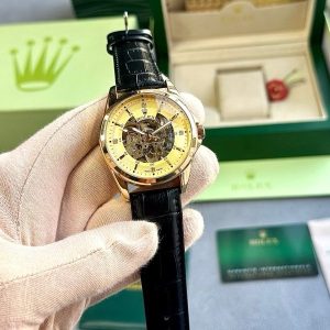 ROLEX AUTOMATIC WATCH BLACK GOLD LEATHER BELT WITH OG BOX