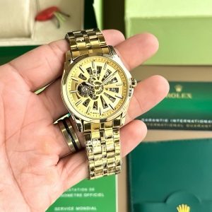 ROLEX AUTOMATIC FULL GOLD WATCH WITH CHAIN BELT WITH OG BOX