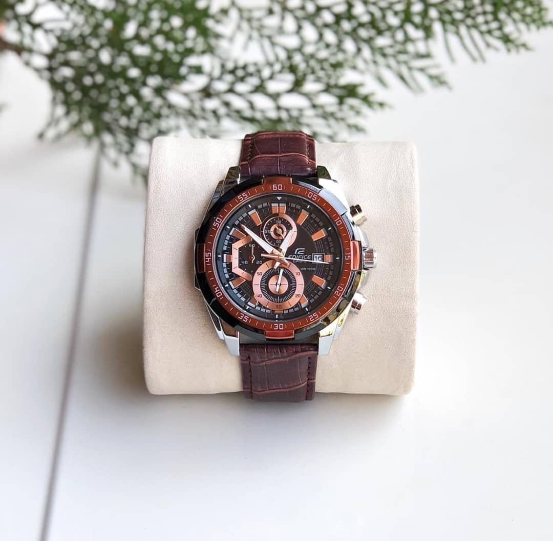 Edifice Brown Leather Watch - Image 4