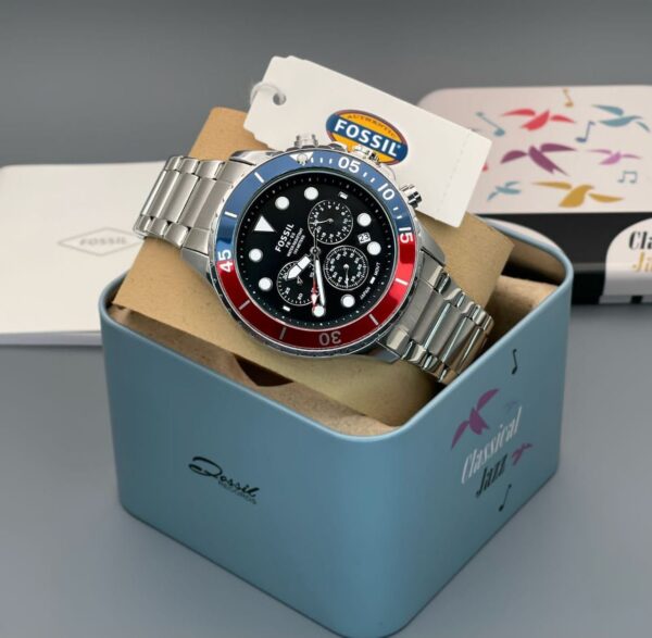 Fossil Fb 03 Silver Red Metal Watch - Image 3