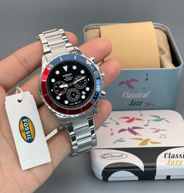 Fossil Fb 03 Silver Red Metal Watch - Image 4