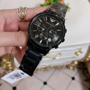 Emporio Armani chronograph black metal