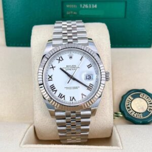 2020 Rolex Datejust 41 Fluted / White / Roman / Jubilee