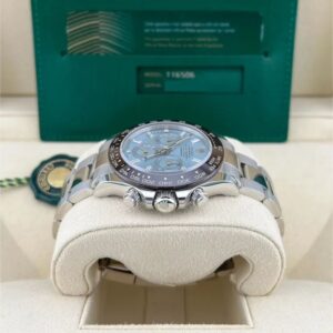 2021 Rolex Daytona Platinum / Ceramic / Ice-Blue / Baguette Diamond-Set