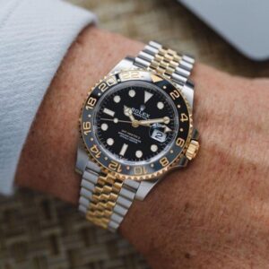 Rolex Gmt Master 2 Truetone Gold Silver Jubilee Strap Black Dial