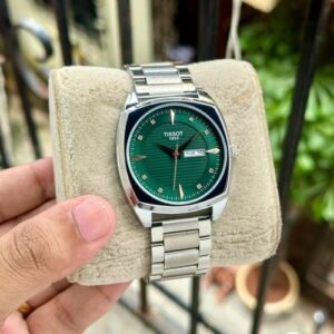 Tissot Gents Silver Strap Green Dial Day-Date Watch