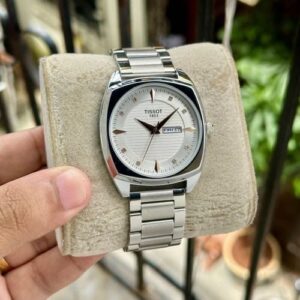 Tissot Gents Silver Strap White Dial Day-Date Watch