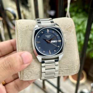 Tissot Gents Silver Strap Blue Dial Day-Date Watch