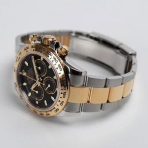 Rolex Daytona Cosmographer Gold Silver Oyster Strap Black Dial Automatic Watch
