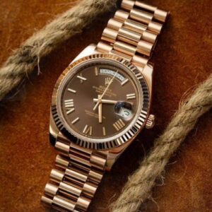 Rolex Day Date Rosegold President Strap Brown Dial Automatic Watch