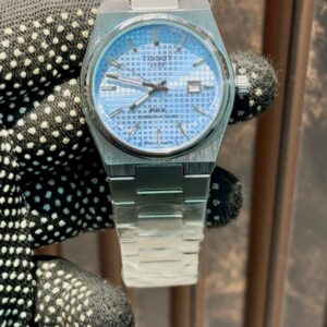 Tissot Prx Silver Textured Light Blue Dial Japanese Quartz Machine
