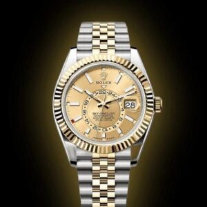 Rolex Sky Dweller Gold Silver Gold Dial Jubilee Strap Automatic Premium Watch