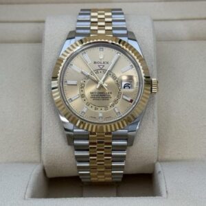 Rolex Sky Dweller Gold Silver Gold Dial Jubilee Strap Automatic Premium Watch