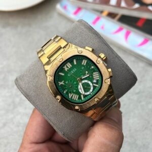 Guess Square Chronograph Gold-Green