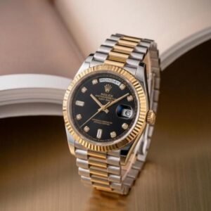 Role_x Oyster Perpetual Day Date Diamond 2Ton-Gold-Black 40 Battery