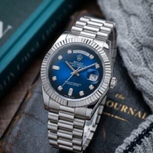 Role_x Oyster Perpetual Day Date Diamond Silver-Blue 40 Battery