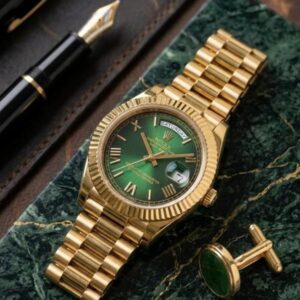 Role_x Oyster Perpetual Day Date 40 Battery Gold-Green